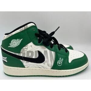 Jordan 1 Mid SE Overbranded GS Pine Green Sneakers HF3200-300 Size 7Y